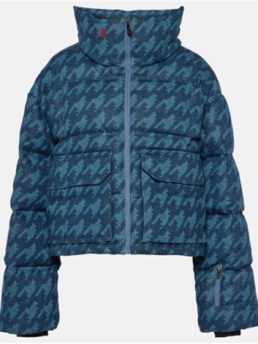 Nevada Padded Denim Jacket In Houndstooth-mid-indigo - Picture 2 of 5
